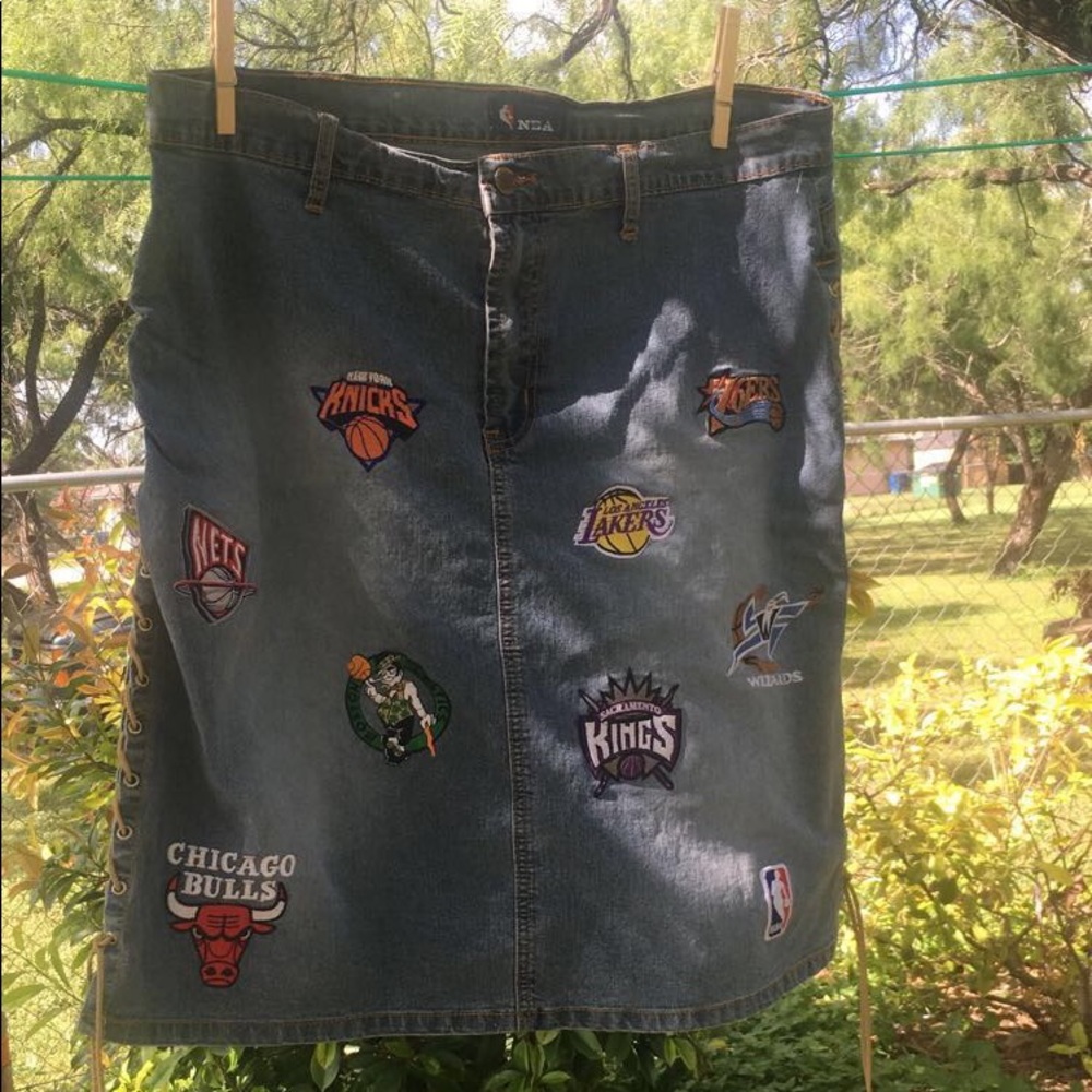 NBA Vintage Team Patch Jean Skirt